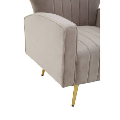 Mink Velvet Armchair with Gold Finish Legs