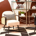 Cream Velvet and Rattan Armchair