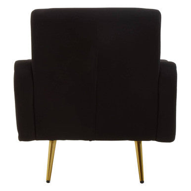 Black Fabric Armchair with Gold Finish Metal Legs