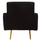 Black Fabric Armchair with Gold Finish Metal Legs