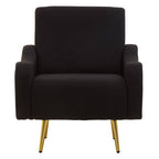 Black Fabric Armchair with Gold Finish Metal Legs