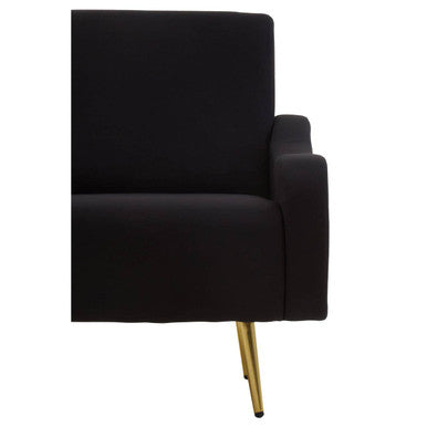 Black Fabric Armchair with Gold Finish Metal Legs
