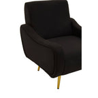 Black Fabric Armchair with Gold Finish Metal Legs