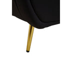 Black Fabric Armchair with Gold Finish Metal Legs