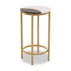 White Marble and Brass Side Table