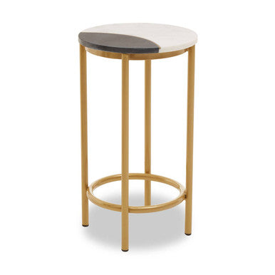 White Marble and Brass Side Table
