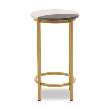 White Marble and Brass Side Table