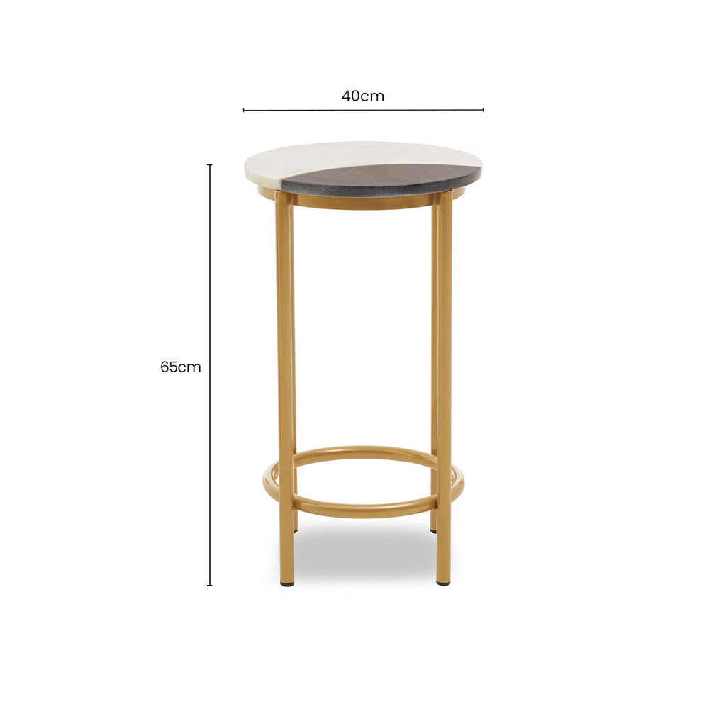 White Marble and Brass Side Table