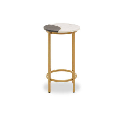 White Marble and Brass Side Table