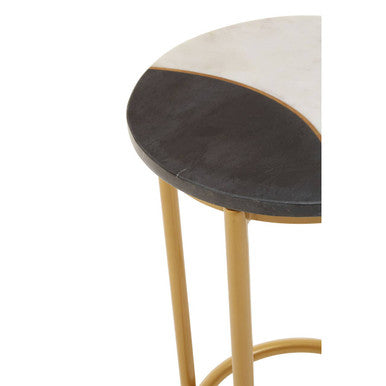 White Marble and Brass Side Table