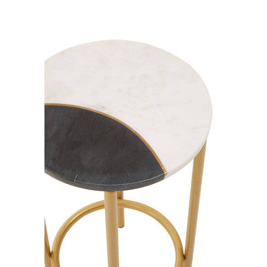 White Marble and Brass Side Table