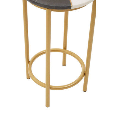 White Marble and Brass Side Table