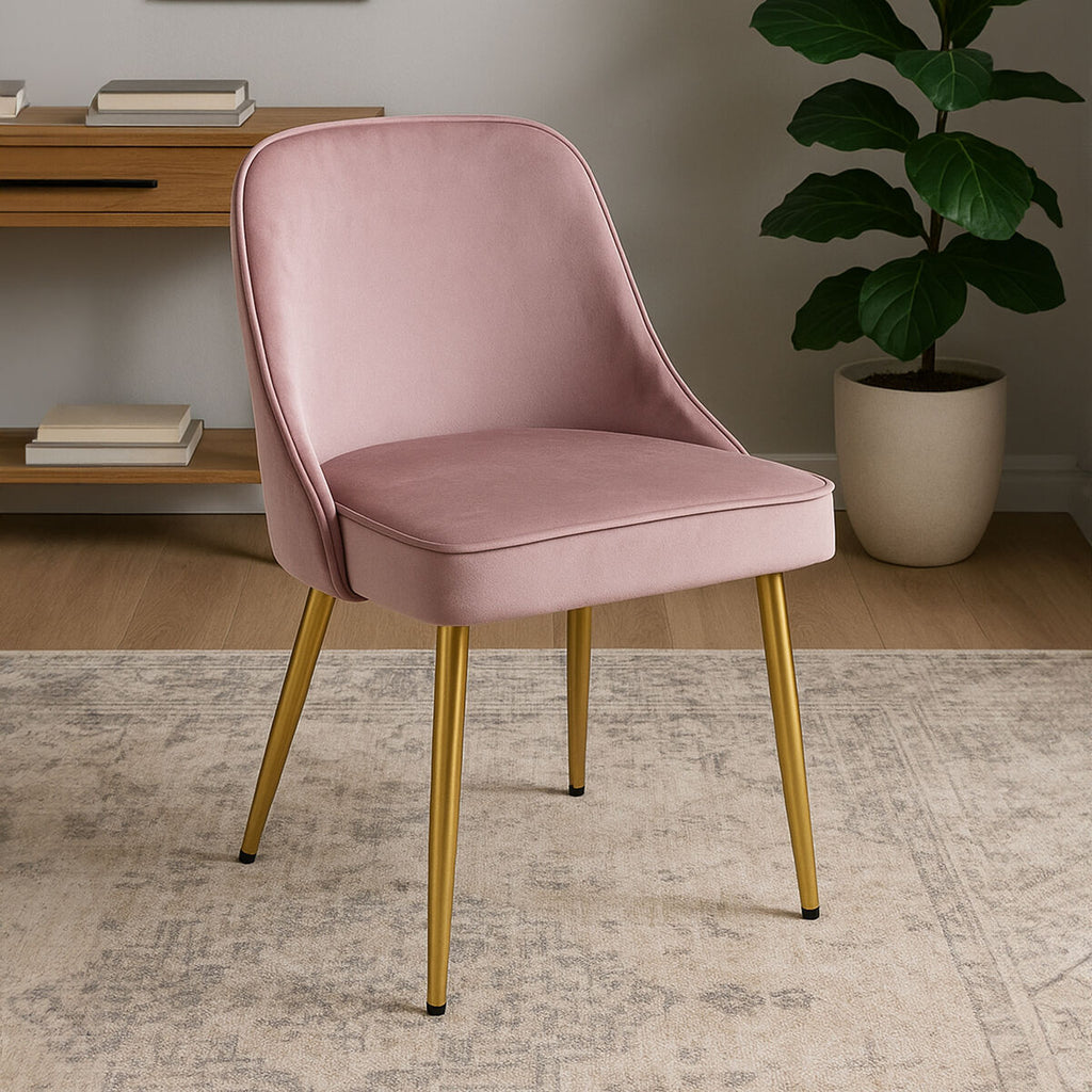 Dusky Pink Velvet Chair with Gold Legs