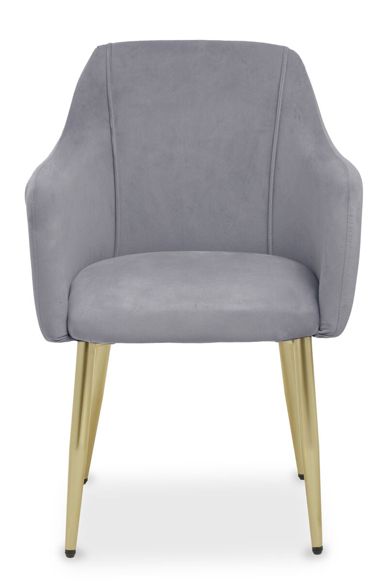 Grey Velvet Dining Chair with Raised Arms