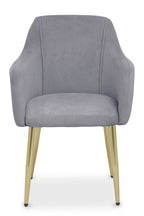 Grey Velvet Dining Chair with Raised Arms