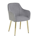 Grey Velvet Dining Chair with Raised Arms