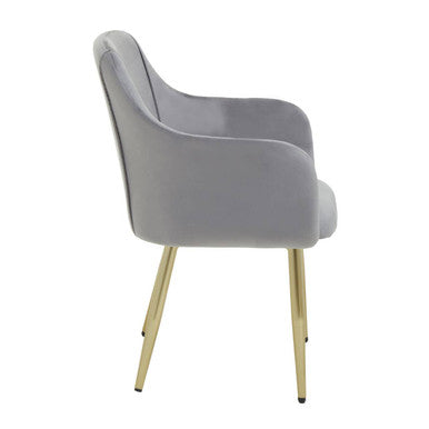 Grey Velvet Dining Chair with Raised Arms