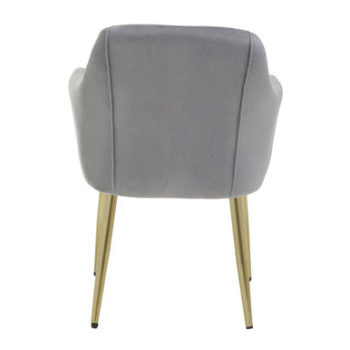 Grey Velvet Dining Chair with Raised Arms