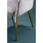 Grey Velvet Dining Chair with Raised Arms