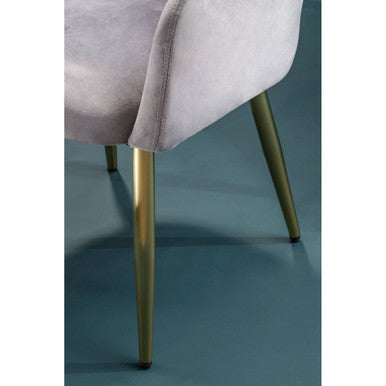 Grey Velvet Dining Chair with Raised Arms