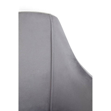 Grey Velvet Dining Chair with Raised Arms