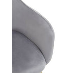 Grey Velvet Dining Chair with Raised Arms