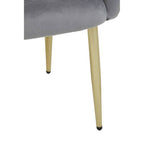 Grey Velvet Dining Chair with Raised Arms