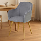 Grey Velvet Dining Chair with Raised Arms