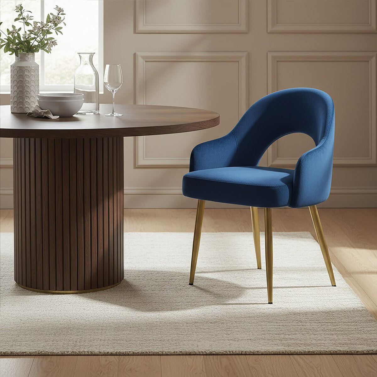Midnight Blue Velvet Dining Chair