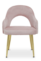 Pink Velvet Dining Chair with Raised Arms