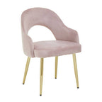 Pink Velvet Dining Chair with Raised Arms