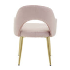 Pink Velvet Dining Chair with Raised Arms