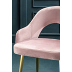 Pink Velvet Dining Chair with Raised Arms