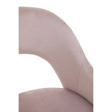 Pink Velvet Dining Chair with Raised Arms