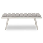 Grey Velvet Bench with Brushed Silver Finish Legs