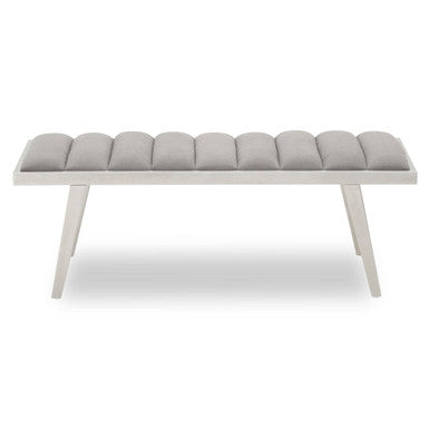 Grey Velvet Bench with Brushed Silver Finish Legs