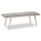Grey Velvet Bench with Brushed Silver Finish Legs