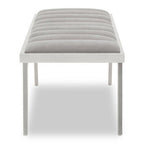 Grey Velvet Bench with Brushed Silver Finish Legs