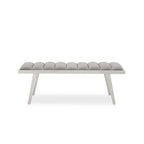 Grey Velvet Bench with Brushed Silver Finish Legs