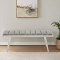 Grey Velvet Bench with Brushed Silver Finish Legs