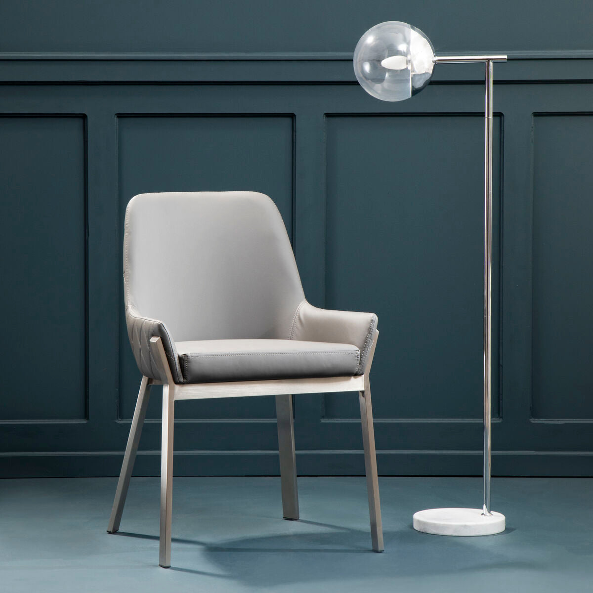 Grey Faux Leather Dining Chair