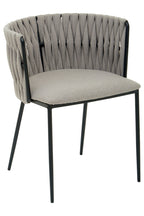 Grey Dining Chair with Woven Back