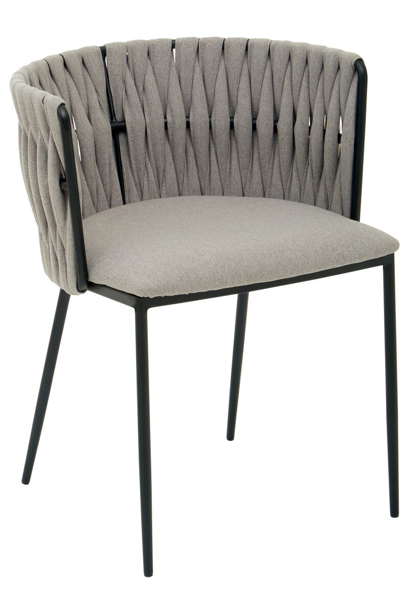 Grey Dining Chair with Woven Back