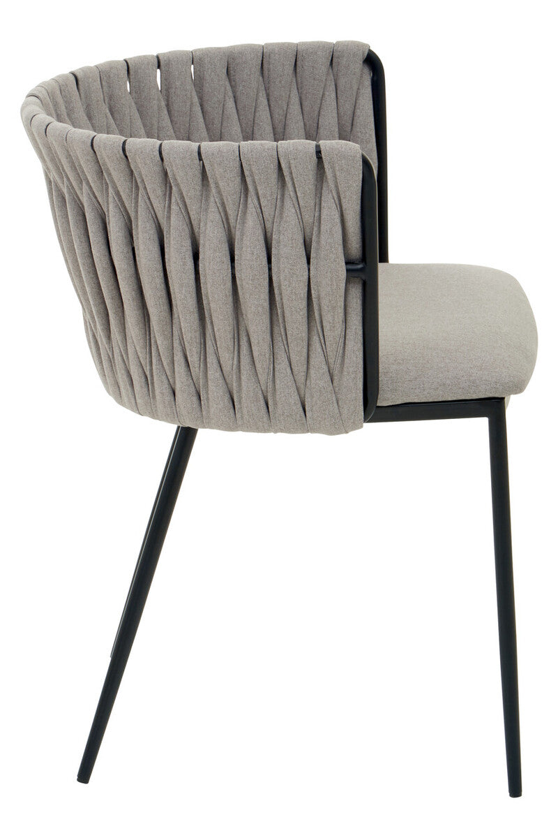 Grey Dining Chair with Woven Back