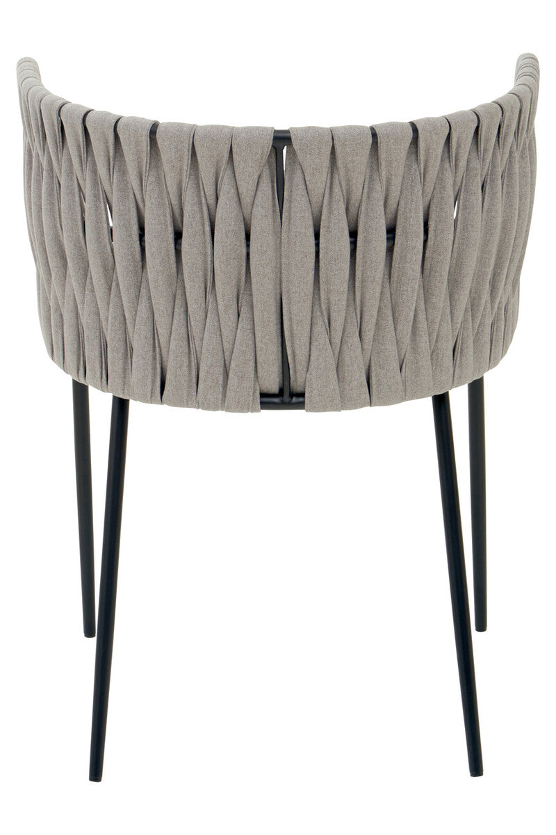 Grey Dining Chair with Woven Back