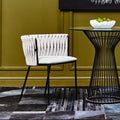 Grey Dining Chair with Woven Back