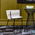 Grey Dining Chair with Woven Back