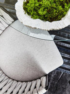 Grey Dining Chair with Woven Back