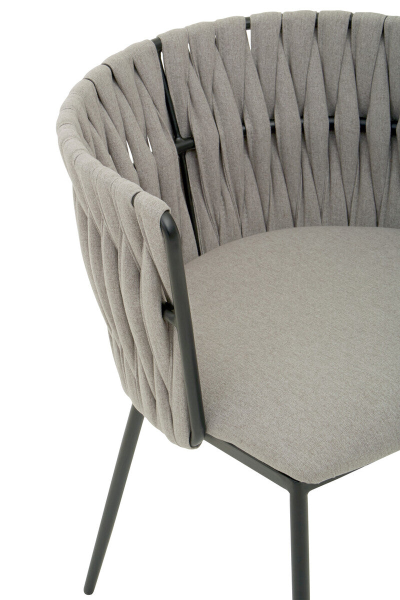 Grey Dining Chair with Woven Back