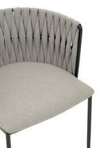 Grey Dining Chair with Woven Back